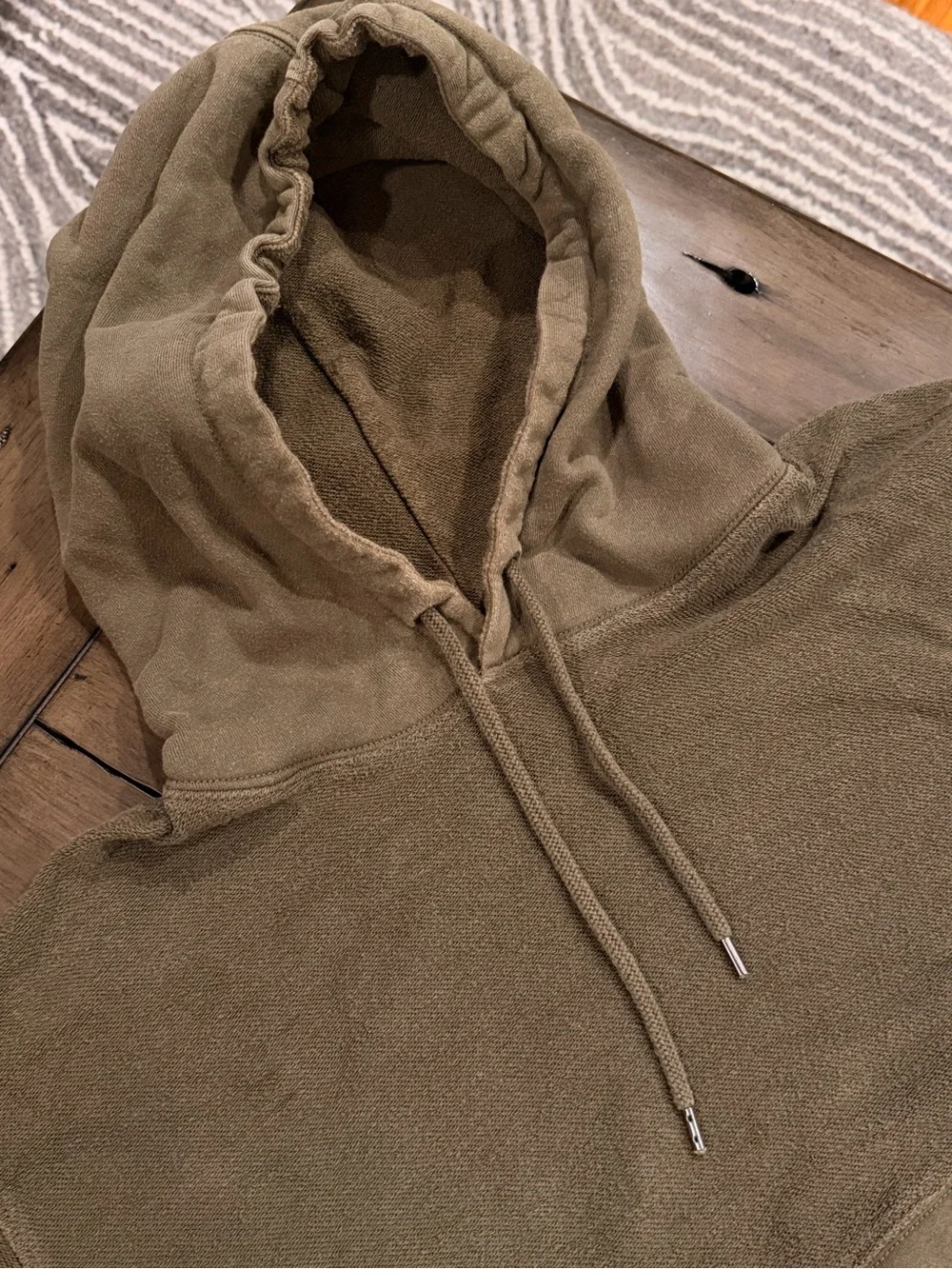 J. Crew Olive Green Thick Textured Cotton Hoodie EUC #453
